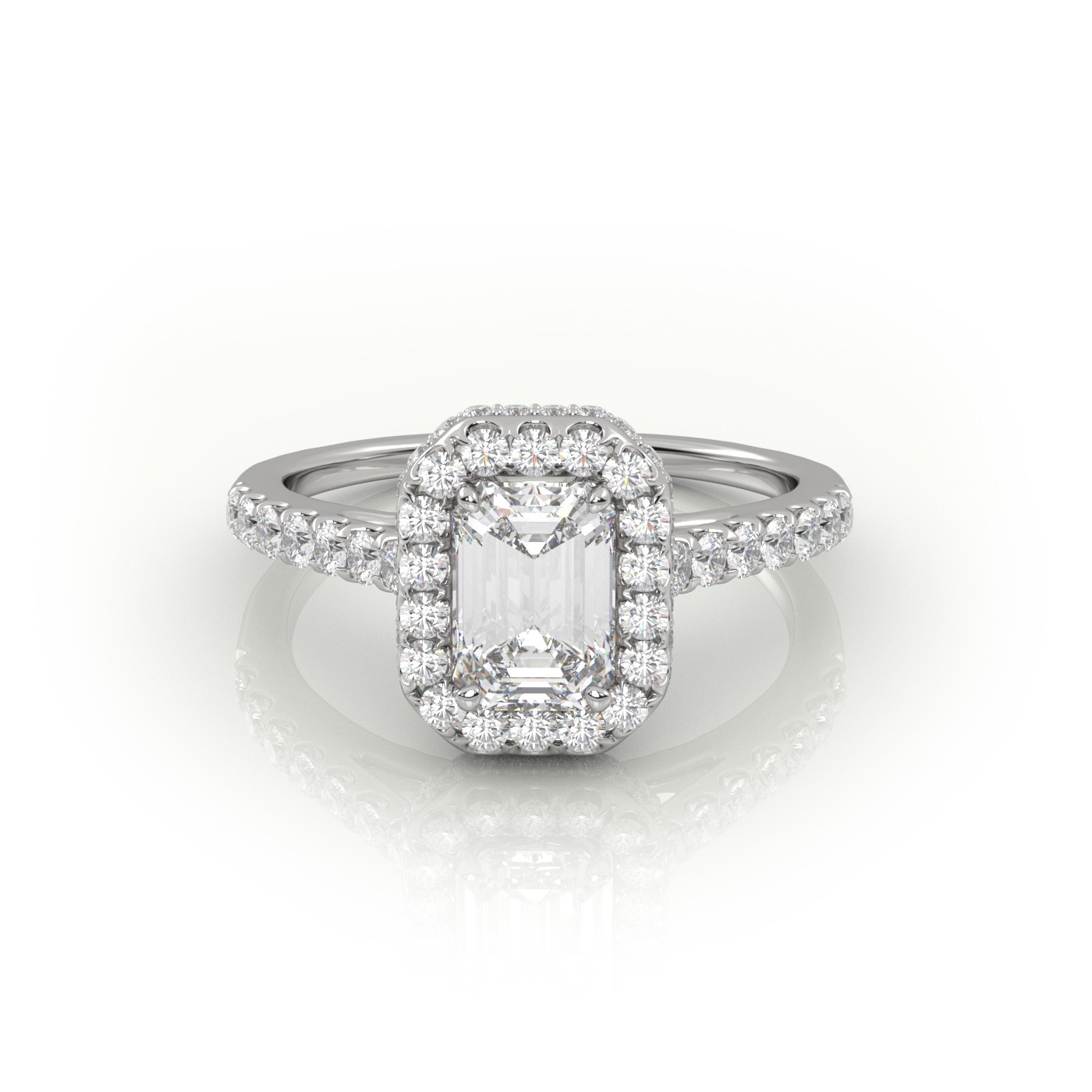 18K White Gold Halo Engagement Ring