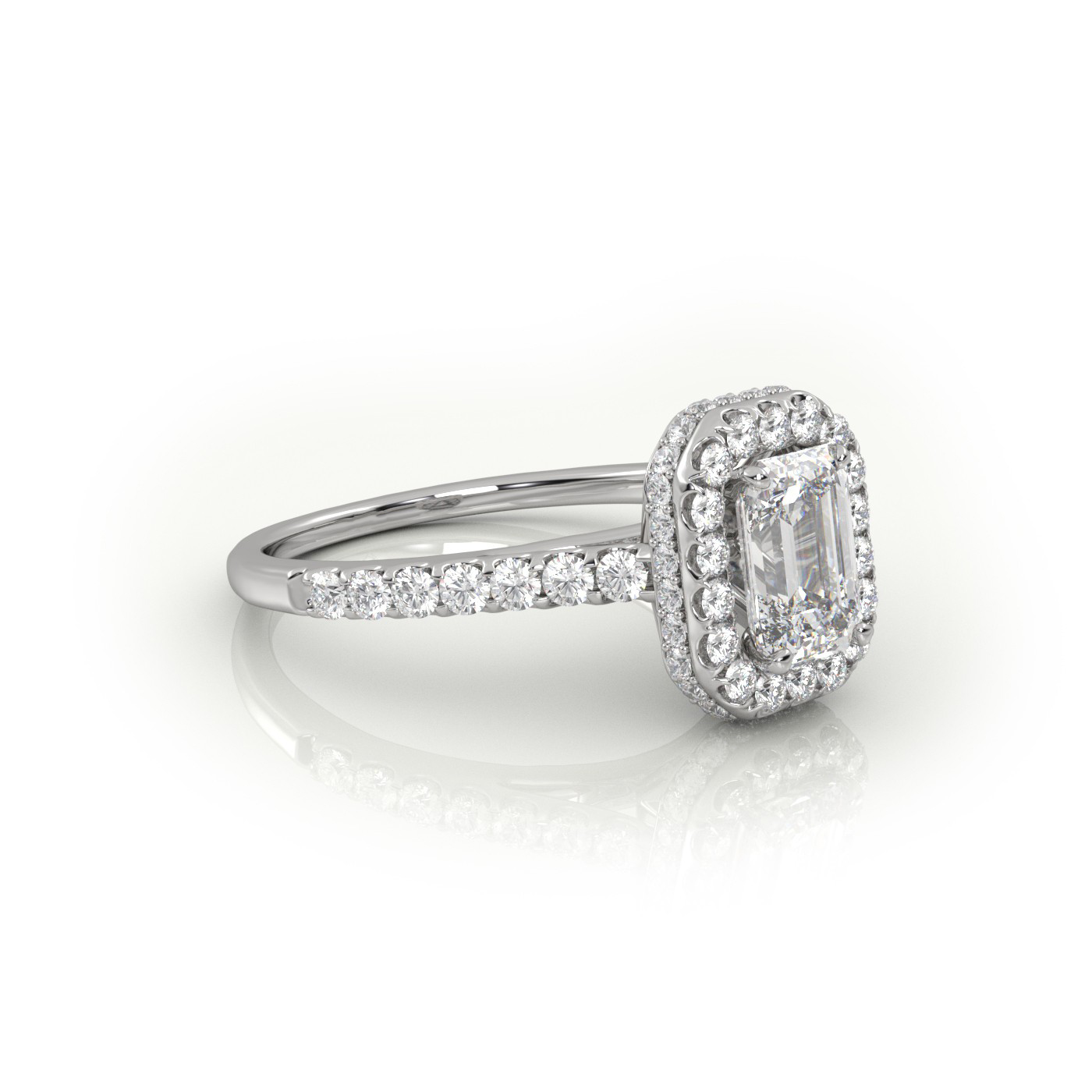 18K White Gold Halo Engagement Ring