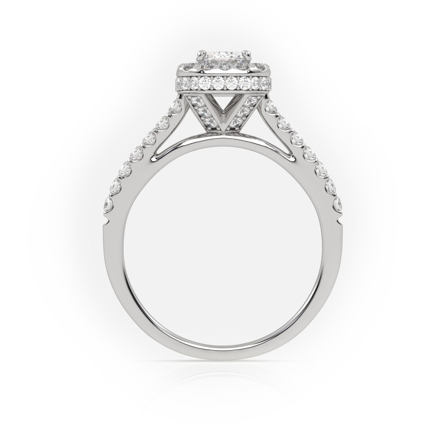 18K White Gold Halo Engagement Ring