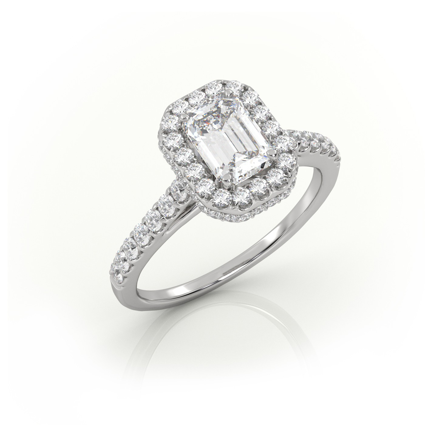 18K White Gold Halo Engagement Ring